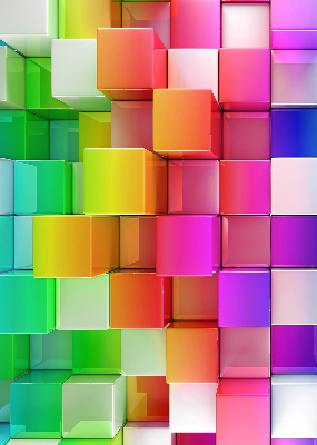 Estor decorativo con cubos 3D coloridos