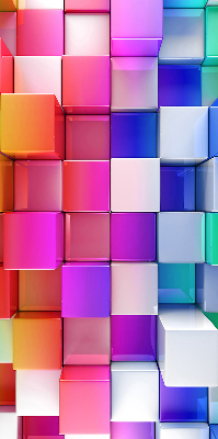Estor decorativo con cubos 3D coloridos