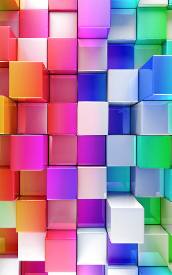 Estor decorativo con cubos 3D coloridos