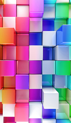 Estor decorativo con cubos 3D coloridos
