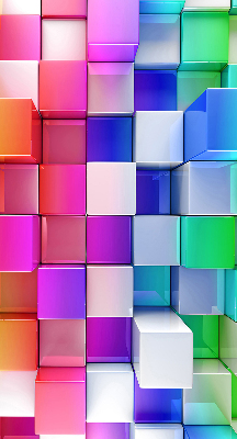 Estor decorativo con cubos 3D coloridos