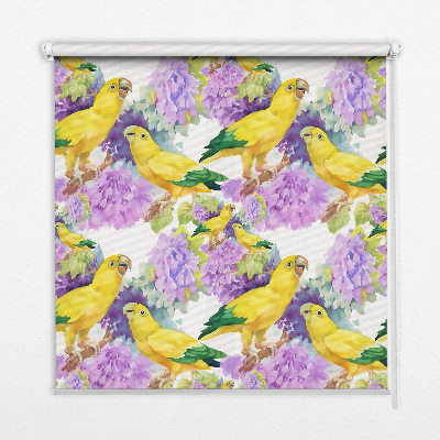 Estor enrollable de tela de loros amarillos