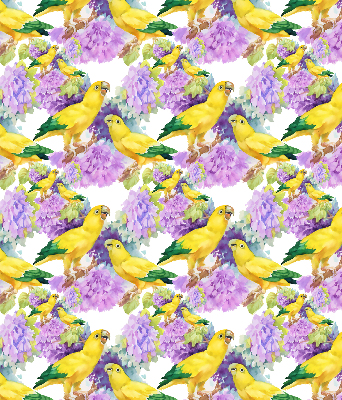 Estor enrollable de tela de loros amarillos