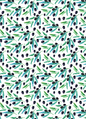 Estor opaco con diseño de hojas y ciruelas