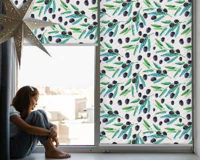 Estor opaco con diseño de hojas y ciruelas