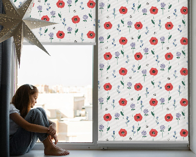 Estor opaco con estampado de flores de amapola