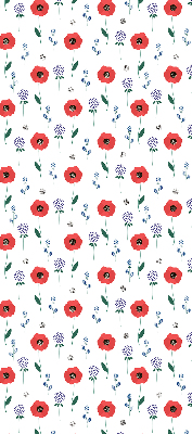 Estor opaco con estampado de flores de amapola