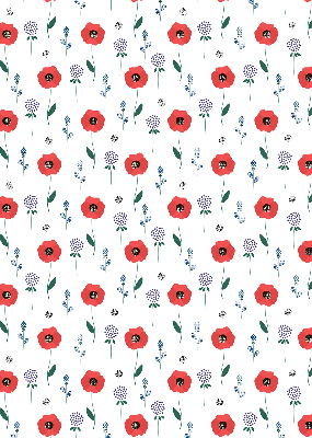Estor opaco con estampado de flores de amapola