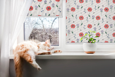 Estor opaco con estampado de flores de amapola