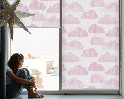 Estor enrollable de tela de nubes rosas