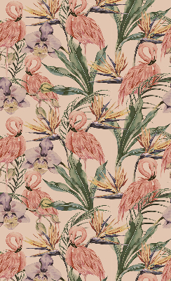 Estor decorativo con flamencos y flores