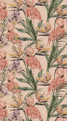 Estor decorativo con flamencos y flores