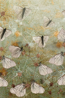 Estor enrollable de tela con diseño de mariposas en el prado