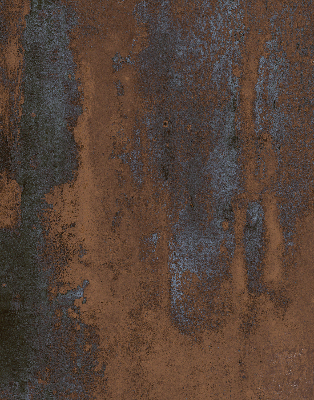 Estor decorativo con acabado en chapa metálica oxidada
