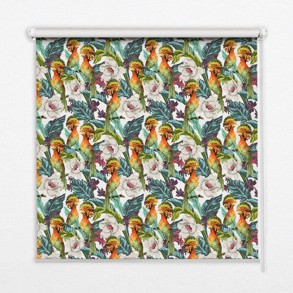 Estor decorativo con pájaros y flores