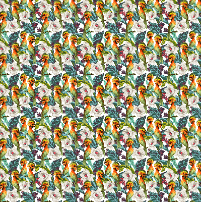 Estor decorativo con pájaros y flores