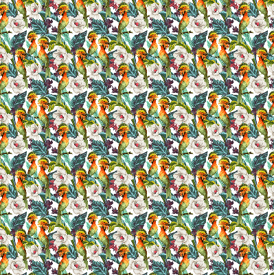 Estor decorativo con pájaros y flores