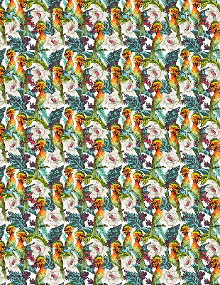 Estor decorativo con pájaros y flores