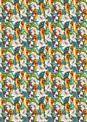 Estor decorativo con pájaros y flores