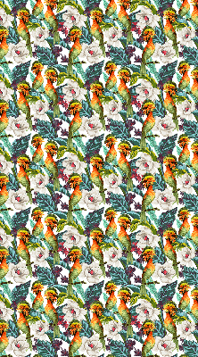 Estor decorativo con pájaros y flores