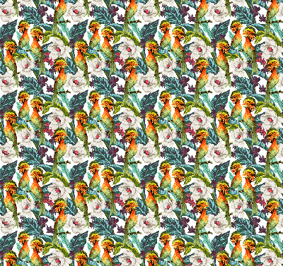 Estor decorativo con pájaros y flores