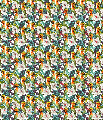 Estor decorativo con pájaros y flores
