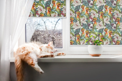 Estor decorativo con pájaros y flores