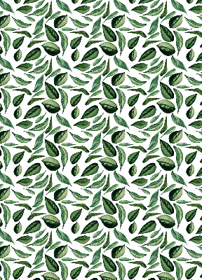 Estor enrollable de tela con estampado de hojas que caen de los árboles