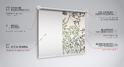 Estor enrollable de tela con diseño de pájaros en un árbol