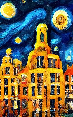 Estor decorativo con diseño Ciudad pintada