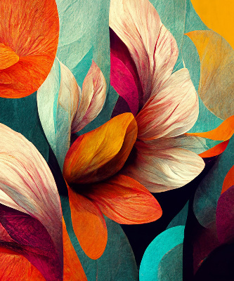 Estor decorativo con diseño de flores en abstracción