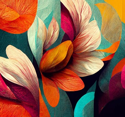 Estor decorativo con diseño de flores en abstracción