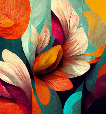 Estor decorativo con diseño de flores en abstracción