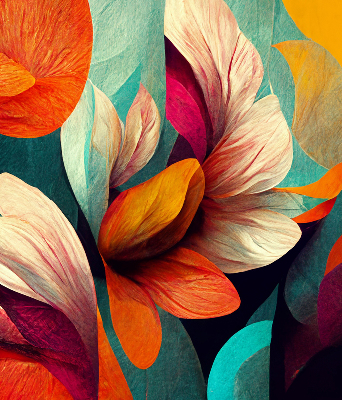 Estor decorativo con diseño de flores en abstracción