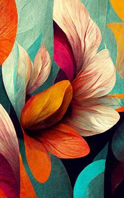 Estor decorativo con diseño de flores en abstracción