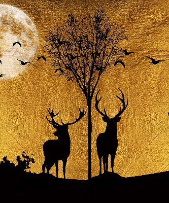 Estor decorativo con ciervos por la noche