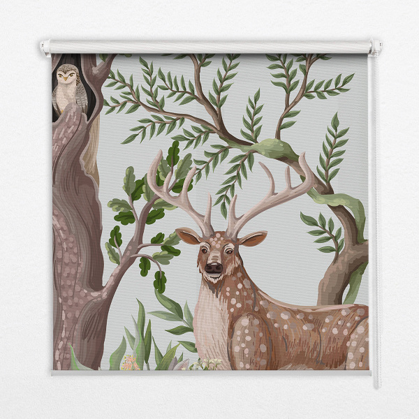 Estor decorativo con diseño de animales del bosque