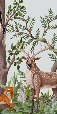Estor decorativo con diseño de animales del bosque