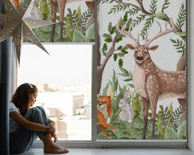 Estor decorativo con diseño de animales del bosque