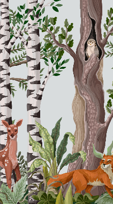 Estor decorativo con diseño de animales del bosque