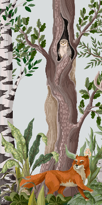 Estor decorativo con diseño de animales del bosque