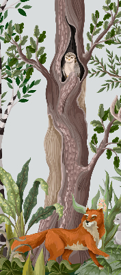 Estor decorativo con diseño de animales del bosque