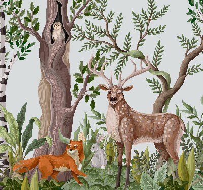 Estor decorativo con diseño de animales del bosque