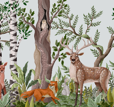 Estor decorativo con diseño de animales del bosque