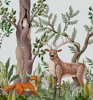 Estor decorativo con diseño de animales del bosque