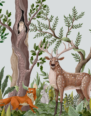 Estor decorativo con diseño de animales del bosque