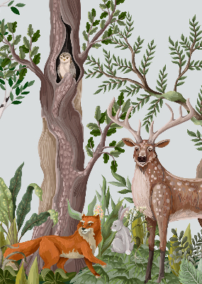 Estor decorativo con diseño de animales del bosque