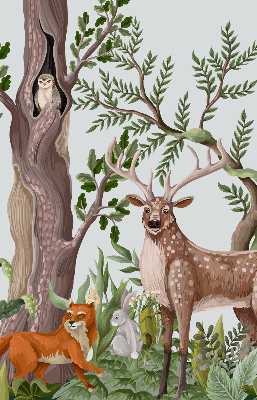 Estor decorativo con diseño de animales del bosque