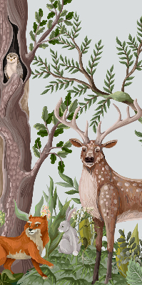 Estor decorativo con diseño de animales del bosque