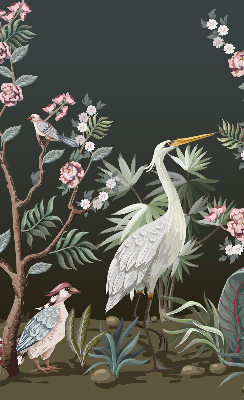 Estor opaco con diseño de pájaros junto al árbol